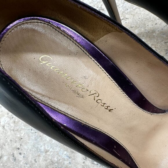 Gianvito Rossi Black Leather Pointed Toe Pumps Stiletto Heels 39.5 Made in Italy - Picture 13 of 16